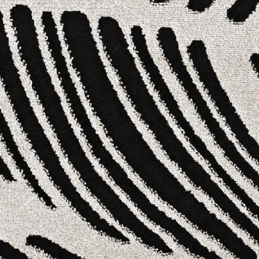 5'X8' Black White Machine Woven Uv Treated Oversized Leaves Indoor Outdoor Area Rug Photo 7