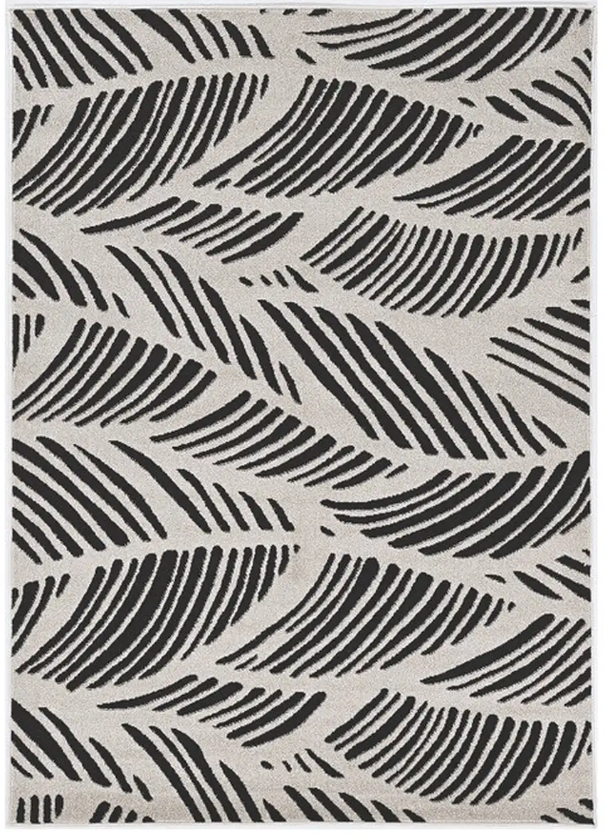 2'X4' Black White Machine Woven Uv Treated Tropical Palm Leaves Indoor Outdoor Accent Rug Photo 2