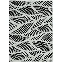 Photo of Black White Machine Woven UV Treated Tropical Palm Leaves Indoor Outdoor Accent Rug