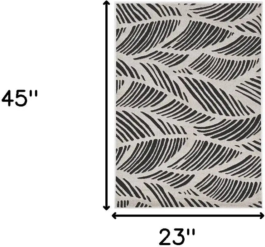 2'X4' Black White Machine Woven Uv Treated Tropical Palm Leaves Indoor Outdoor Accent Rug Photo 3
