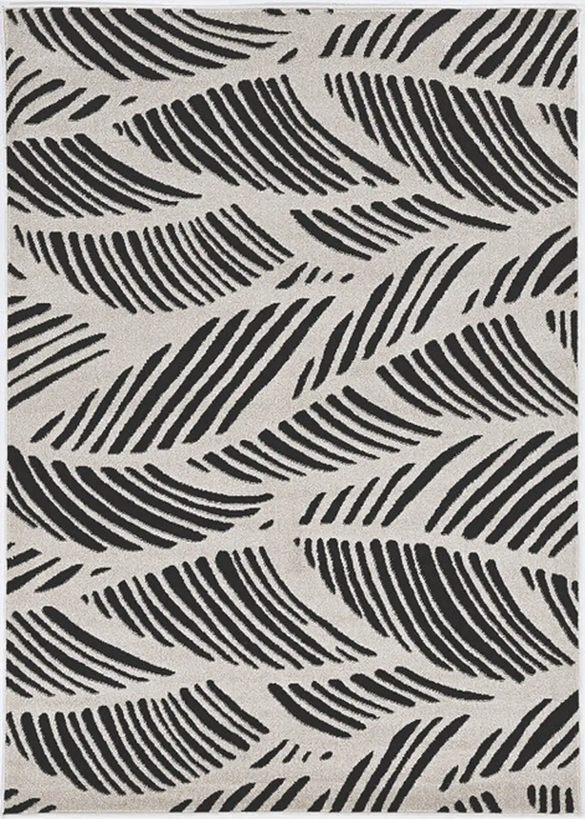 2'X4' Black White Machine Woven Uv Treated Tropical Palm Leaves Indoor Outdoor Accent Rug Photo 2