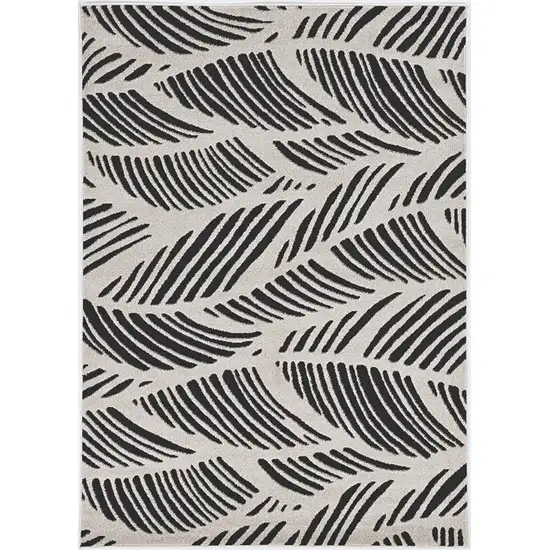 2'X4' Black White Machine Woven Uv Treated Tropical Palm Leaves Indoor Outdoor Accent Rug Photo 2