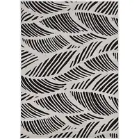 Photo of Black White Machine Woven UV Treated Tropical Palm Leaves Indoor Outdoor Area Rug