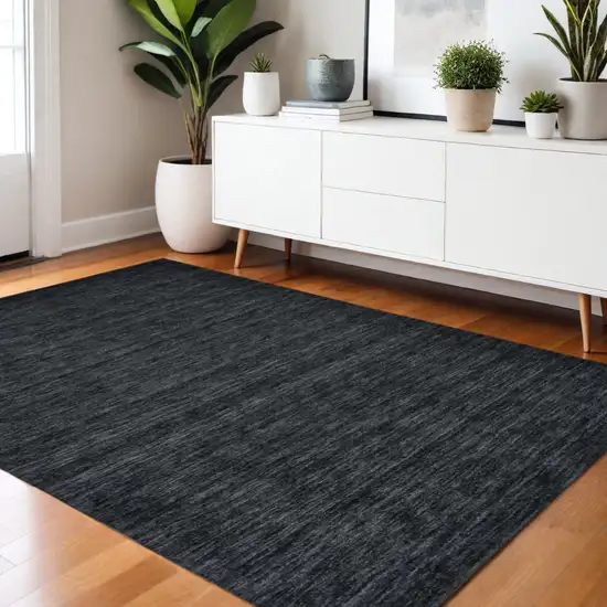 Black Wool Hand Woven Area Rug Photo 1