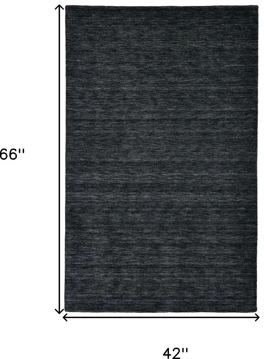 Black Wool Hand Woven Stain Resistant Area Rug Photo 10