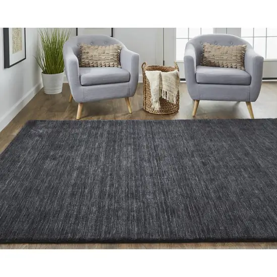 Black Wool Hand Woven Stain Resistant Area Rug Photo 6