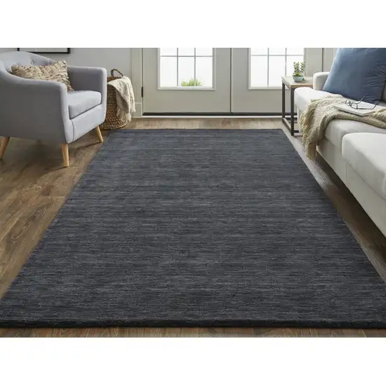 Black Wool Hand Woven Stain Resistant Area Rug Photo 5