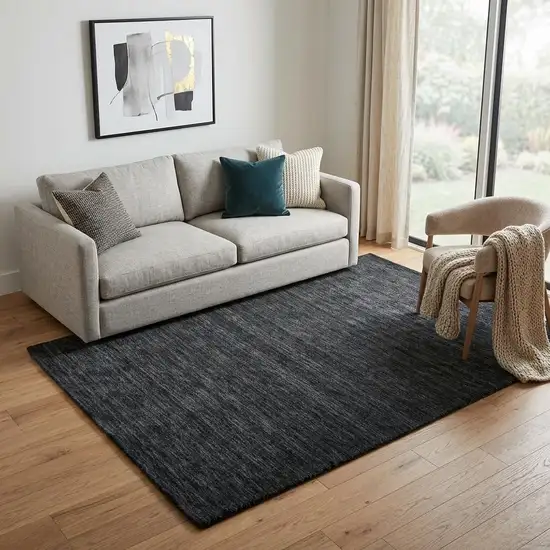 Black Wool Hand Woven Area Rug Photo 1