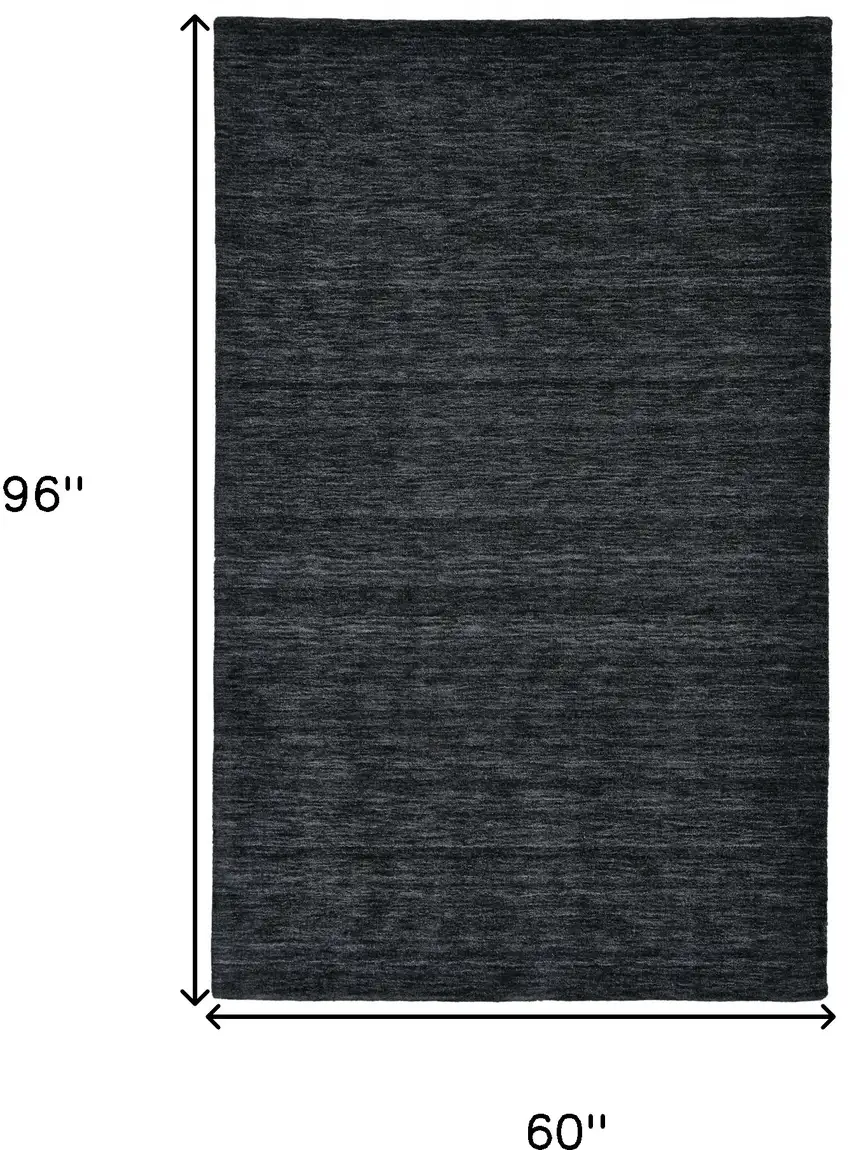 Black Wool Hand Woven Area Rug Photo 3