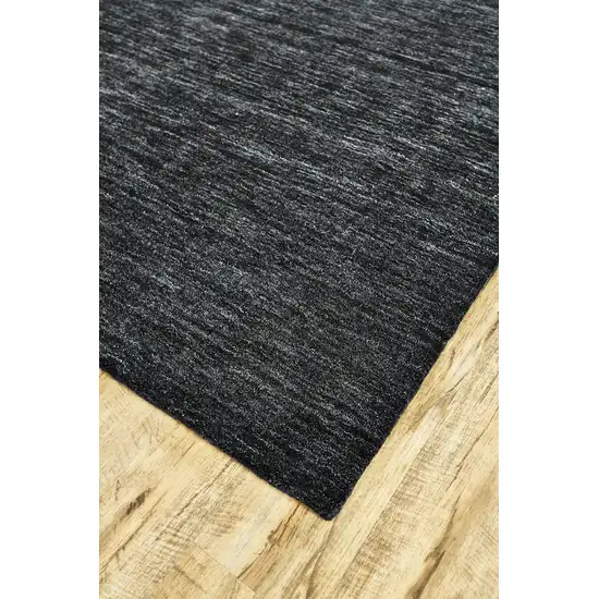 Black Wool Hand Woven Stain Resistant Area Rug Photo 8