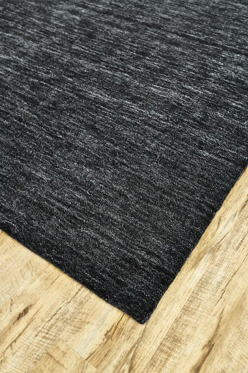 Black Wool Hand Woven Stain Resistant Area Rug Photo 8