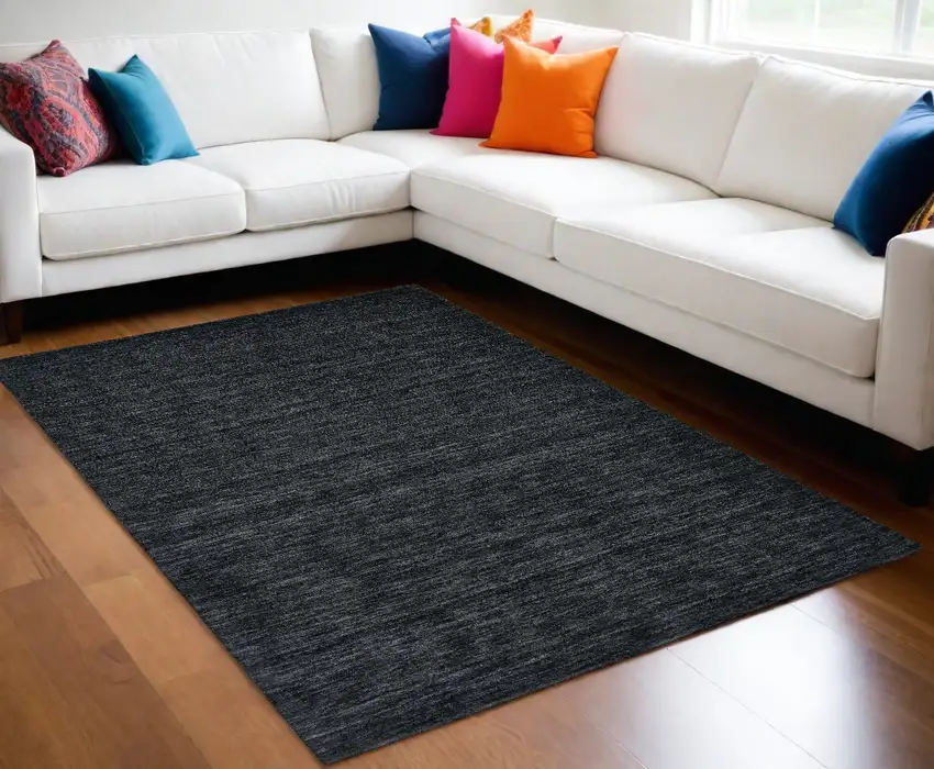 Black Wool Hand Woven Area Rug Photo 1