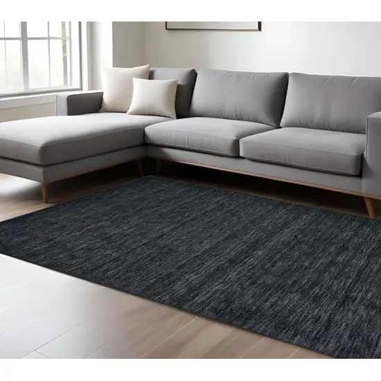 Black Wool Hand Woven Area Rug Photo 1