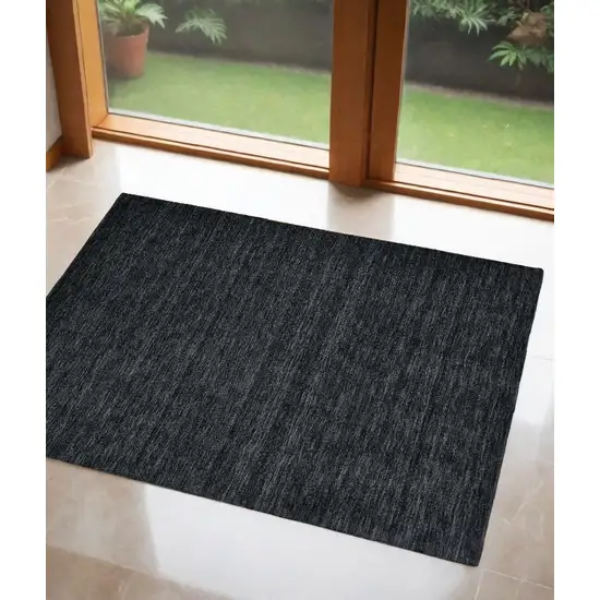 Black Wool Hand Woven Area Rug Photo 1