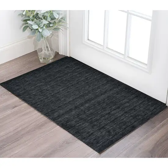 Black Wool Hand Woven Area Rug Photo 1