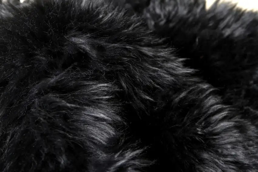 Black Wool Sheepskin Handmade Area Rug Photo 5