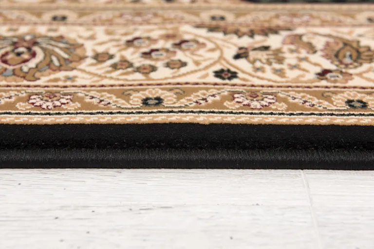 Black and Beige Embellished Area Rug Photo 1