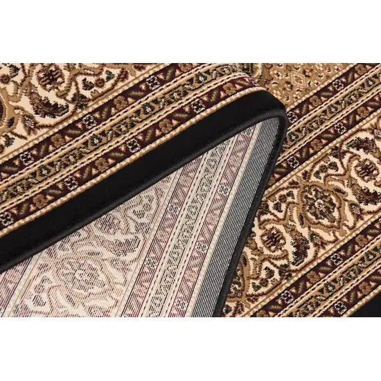 10' Beige And Black Medallion Runner Rug Photo 7