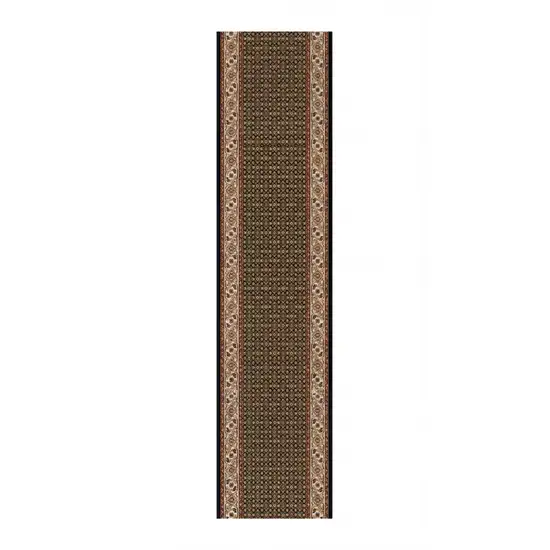 15' Beige And Black Medallion Runner Rug Photo 8
