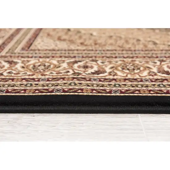 15' Beige And Black Medallion Runner Rug Photo 9