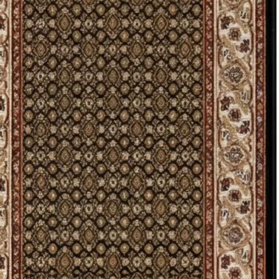 20' Beige And Black Medallion Runner Rug Photo 2