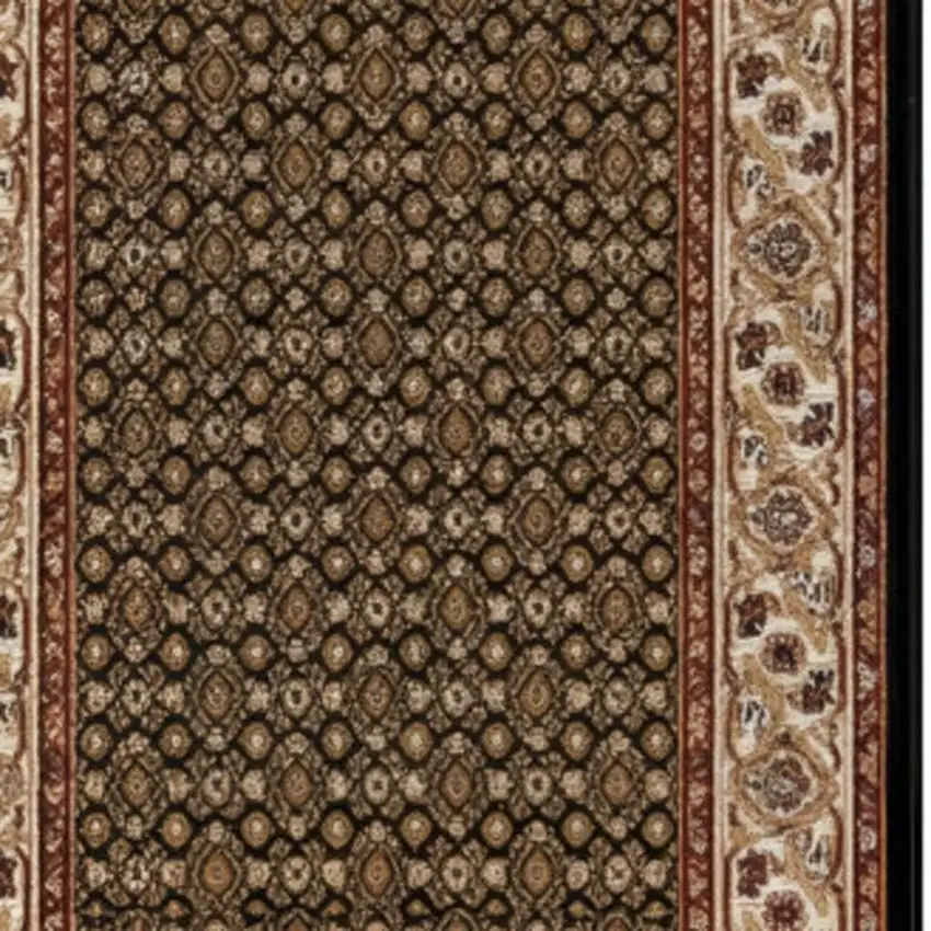 20' Beige And Black Medallion Runner Rug Photo 2