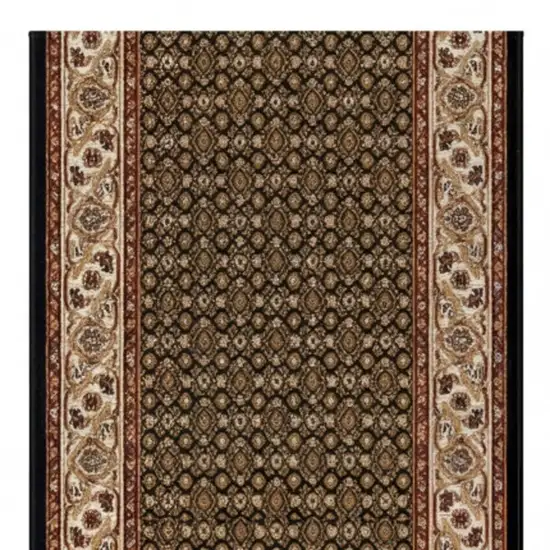 20' Beige And Black Medallion Runner Rug Photo 3