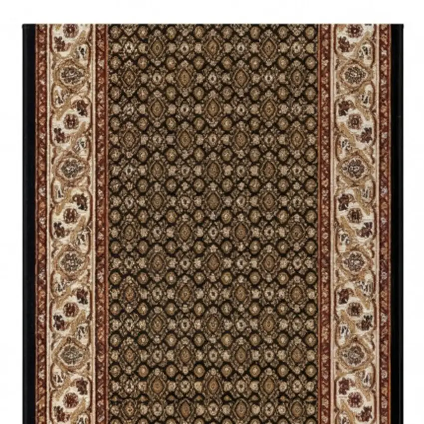 20' Beige And Black Medallion Runner Rug Photo 3