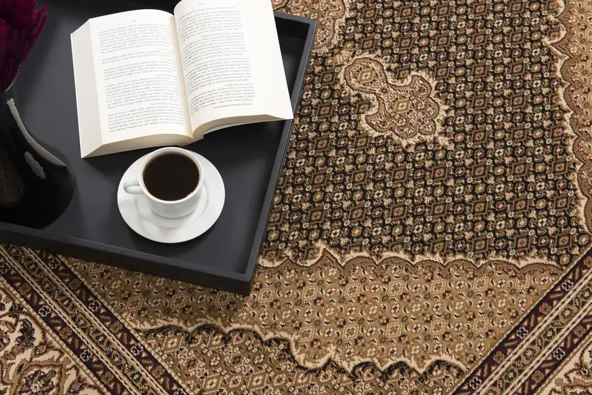 Black and Beige Medallion Runner Rug Photo 6