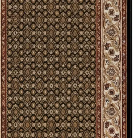 8' Beige And Black Medallion Runner Rug Photo 3