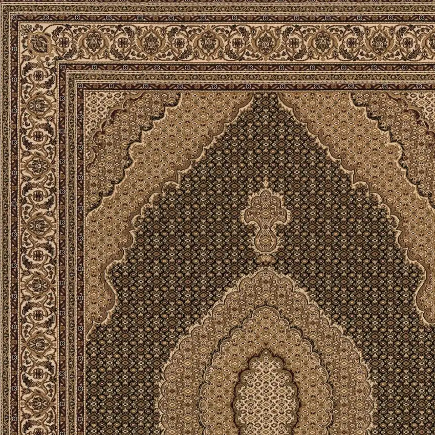 10' Beige And Black Medallion Runner Rug Photo 5
