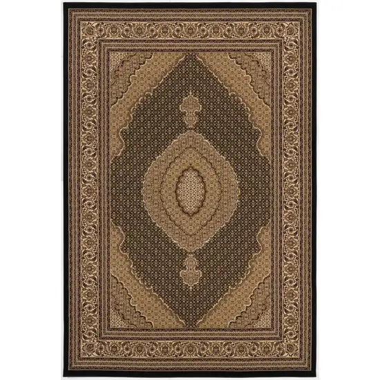 13' Beige And Black Medallion Runner Rug Photo 2