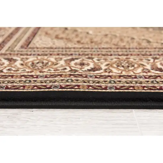 13' Beige And Black Medallion Runner Rug Photo 4