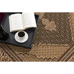 Photo of Black and Beige Medallion Runner Rug