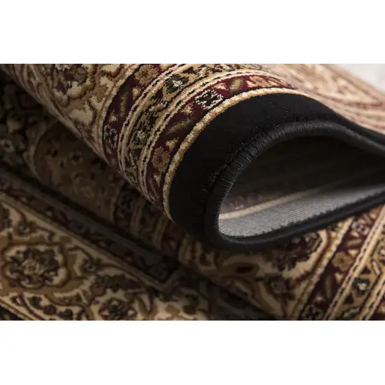 13' Beige And Black Medallion Runner Rug Photo 6