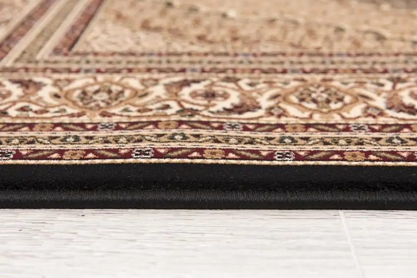 13' Beige And Black Medallion Runner Rug Photo 9