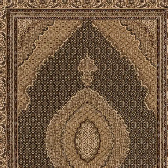 13' Beige And Black Medallion Runner Rug Photo 5