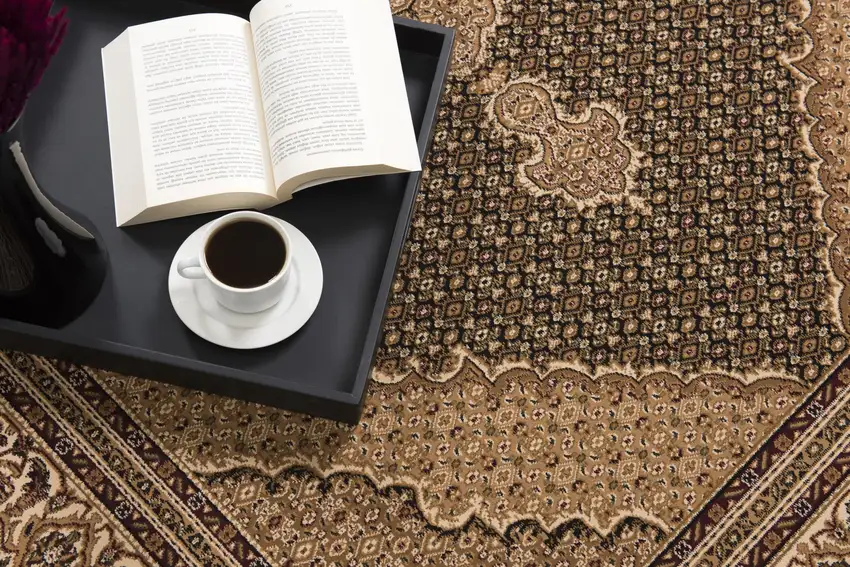 Black and Beige Medallion Runner Rug Photo 7