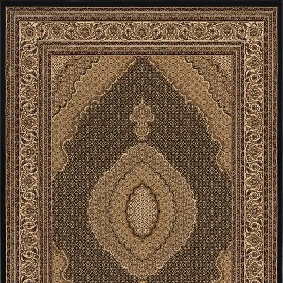 20' Beige And Black Medallion Runner Rug Photo 6