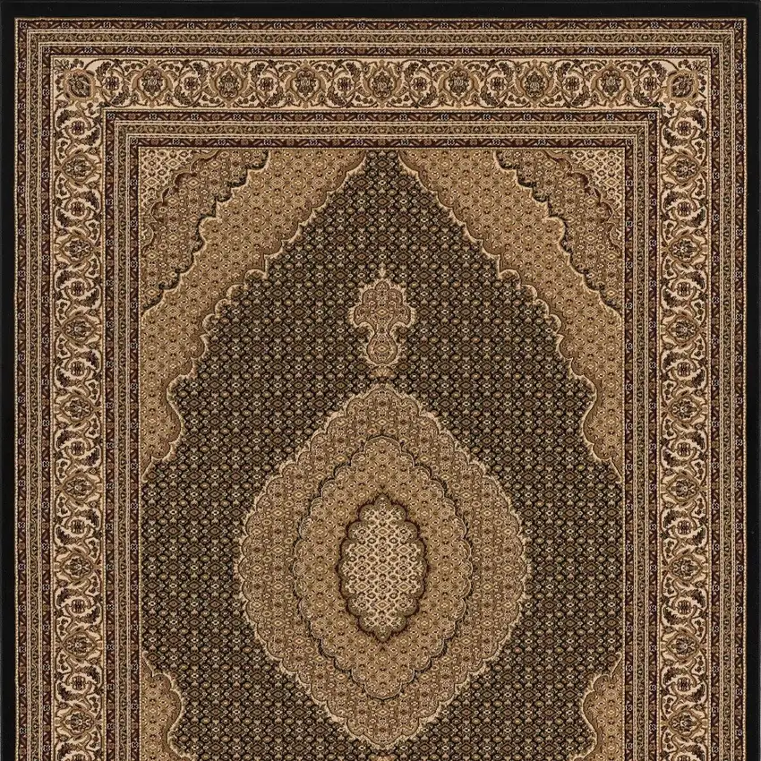20' Beige And Black Medallion Runner Rug Photo 6