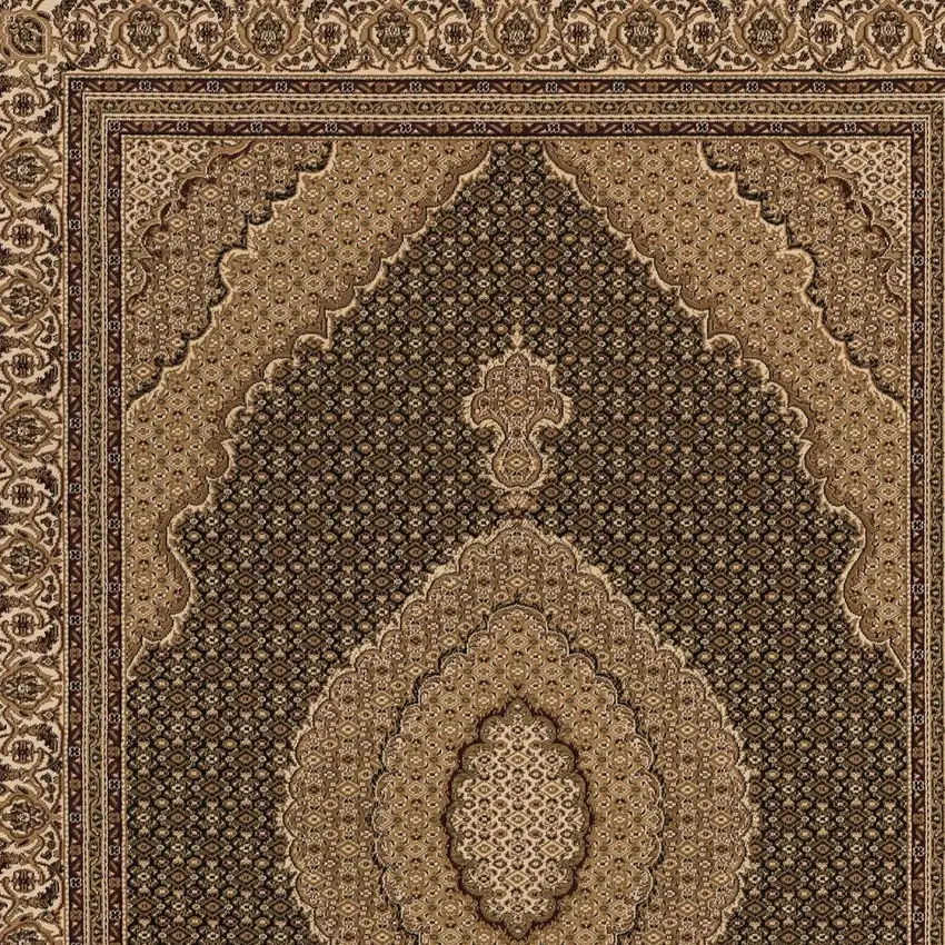 20' Beige And Black Medallion Runner Rug Photo 5