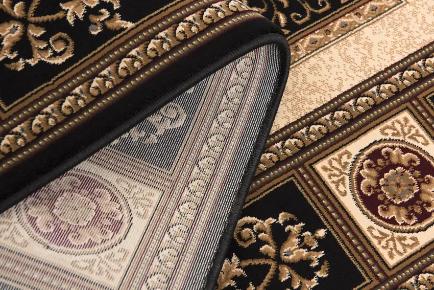 Black and Beige Traditional Geometric Area Rug Photo 7