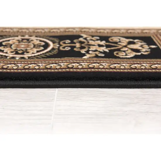 Black and Beige Traditional Geometric Area Rug Photo 8