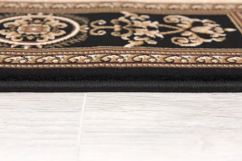 Black and Beige Traditional Geometric Area Rug Photo 8