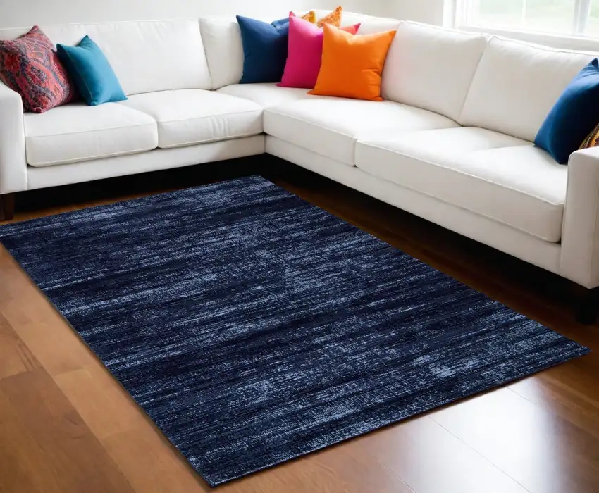 Black and Blue Power Loom Area Rug Photo 1