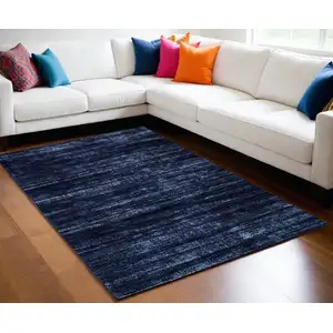 Photo of Black and Blue Power Loom Area Rug