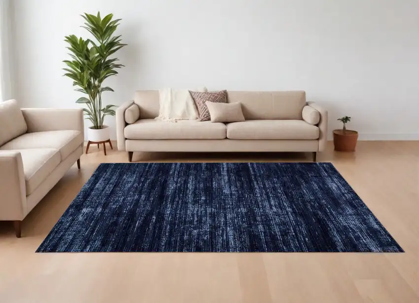 Black and Blue Power Loom Area Rug Photo 1