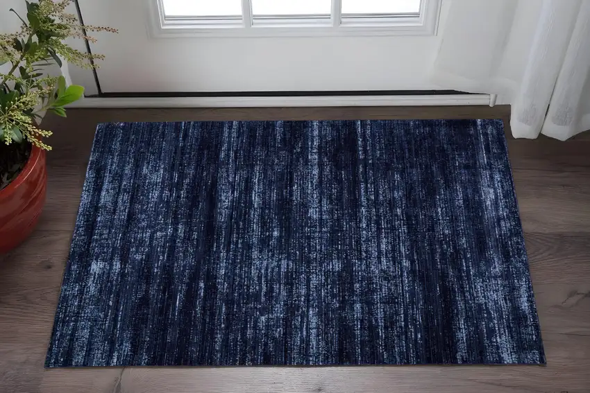 Black and Blue Power Loom Area Rug Photo 1
