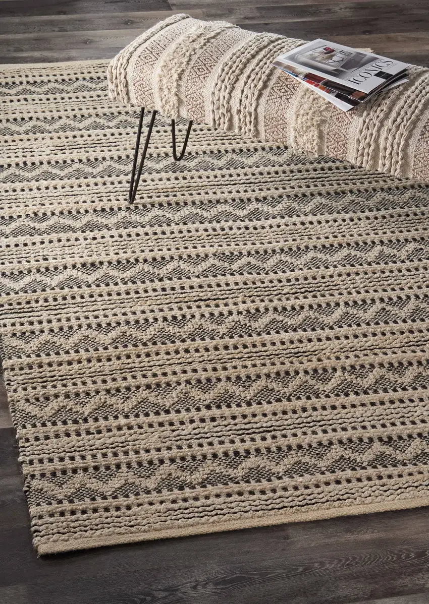 Black and Blush Chevron Stripe Area Rug Photo 7