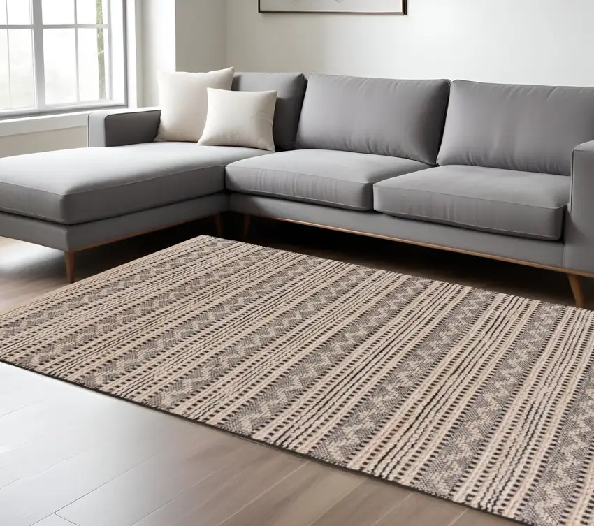 Black and Blush Chevron Stripe Area Rug Photo 1